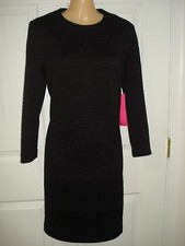 Betsey Johnson Wear to Work Long Sleeve Rose Jacquard Shift Dress Size 2