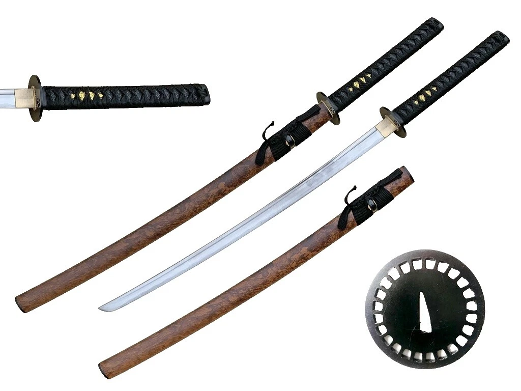 Lâmina de Aço carbono cabo enrolado corda Marrom espadas do Japão colecionáveis e sabers