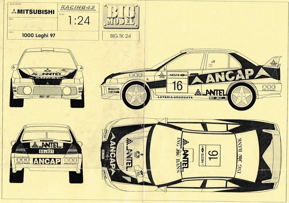 1/24 Mitsubishi Lancer Ev4 Rally 1000 Lakes'97 #16 BIG24 TRANS-KIT Racing43 TK24 - Immagine 3 di 3