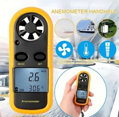 Digitales LCD Wind Anemometer Thermometer 0-30 m/s Windgeschwindigkeitsmesser  