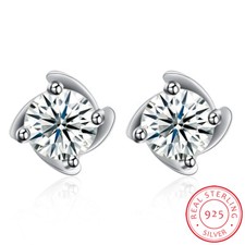 925 Sterling Silver Earrings Stud AAA Zirconia Push Back Clasp L789