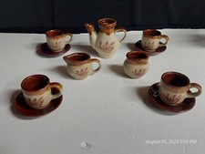 Vintage Ceramic Miniature Tea Set Wheat Pattern 11 Pieces