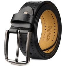Mens Black Genuine Leather Belt, Dress Casual Jeans Belts for Men Duty Work Belt