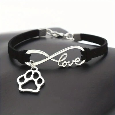 Infinity Love Haustier Hunde Pfote Bettelarmband für Hunde Liebhaber Freunde Schmuck Geschenk