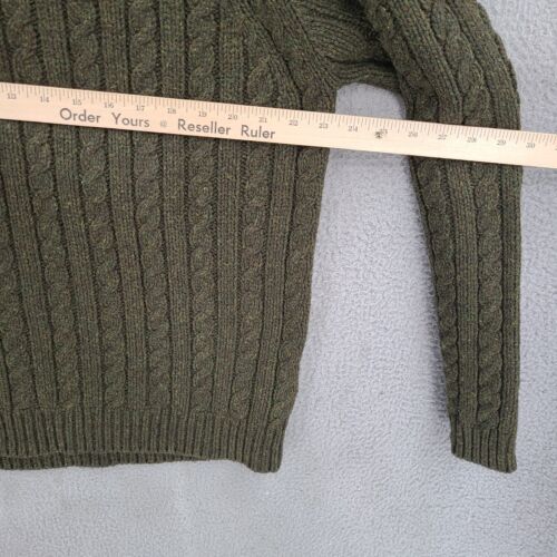 J Crew Sweater Mens XL Green Cable Knit Wool Cotton Blend Pullover Oarsman - Picture 3 of 6