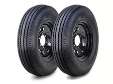2 ZEEMAX Trailer Tire Assembly ST205/90D15 8-Ply Black Mod Rim 6 Lug on 5.5"