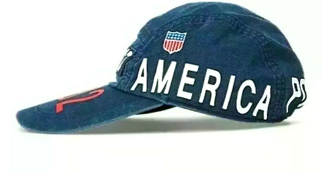 Polo Ralph Lauren Indigo Stadium 5 Panel Hat 1992 Pwing Snow
