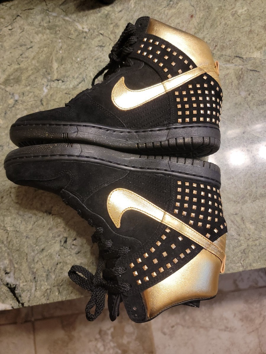 Nike Dunk Sky High Studs QS 'Black Metallic Gold Women Shoes