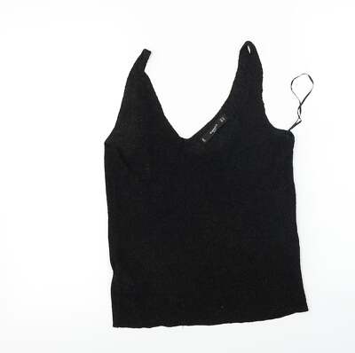 Mango Damen T-Shirt schwarz Viskosemischung Größe S