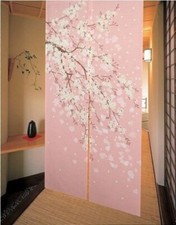 Japanese Noren Pink Hanging Doorway Curtain Romantic Cherry Blossom Room Divider
