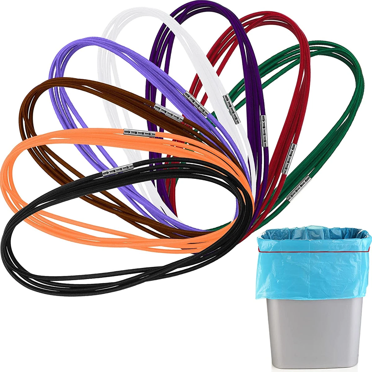 8 Pieces 3.28 Ft Trash Can Bands Large Rubber Bands Garbage Can Bag Holder  13-30