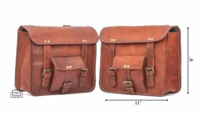 2 sacs pochette moto cuir marron côté toutes les sacoches de selle sacoches