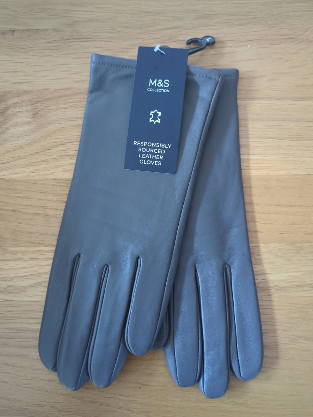 M&S Collection Women's Responsibility Sourced Leather Glove Size L Light Brown