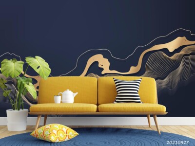 3D Abstract Gold Texture Dark Blue Wallpaper Wall Murals Removable Wallpaper 73