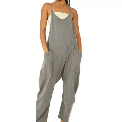 Womens Jumpsuits Loose Casual Rompers Sleeveless Spaghetti Strap Baggy Pockets - Picture 21 of 40