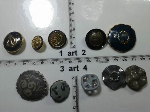 1 lotto bottoni gioiello strass smalti perle grigio buttons boutons vintage g10 - Foto 1 di 1