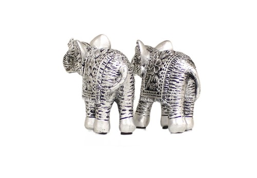 Set of 2 Brushed Silver Elephant Ornaments Figurine Boxed Gift - Picture 5 of 8