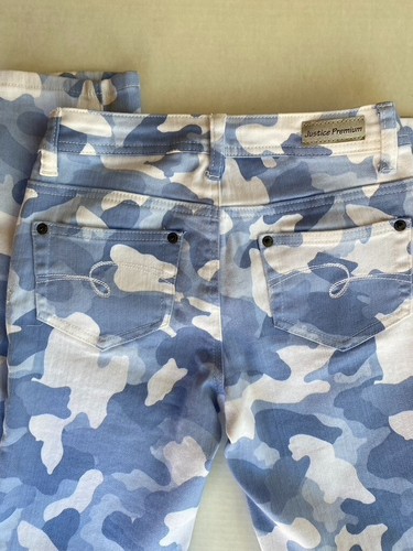 Justice Skinny Camouflage Jeans Blue and White Girls 12R - Picture 4 of 5