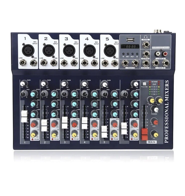 Mixer Audio 7 Canali Stereo - Con Bluetooth Per Karaoke, DJ E Home Studio