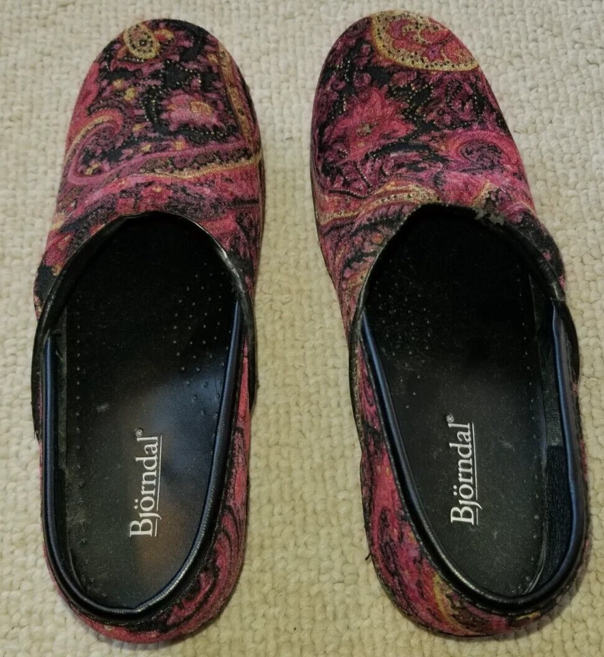Zapatos de mujer-BJORDNDAL-tapiz rosa paisley "Ally" zuecos-8,5-9 Foto 3 de 4
