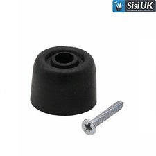 4x Rubber Door Stopper White or Black 28mm - Includes Screws - Stops Stopper