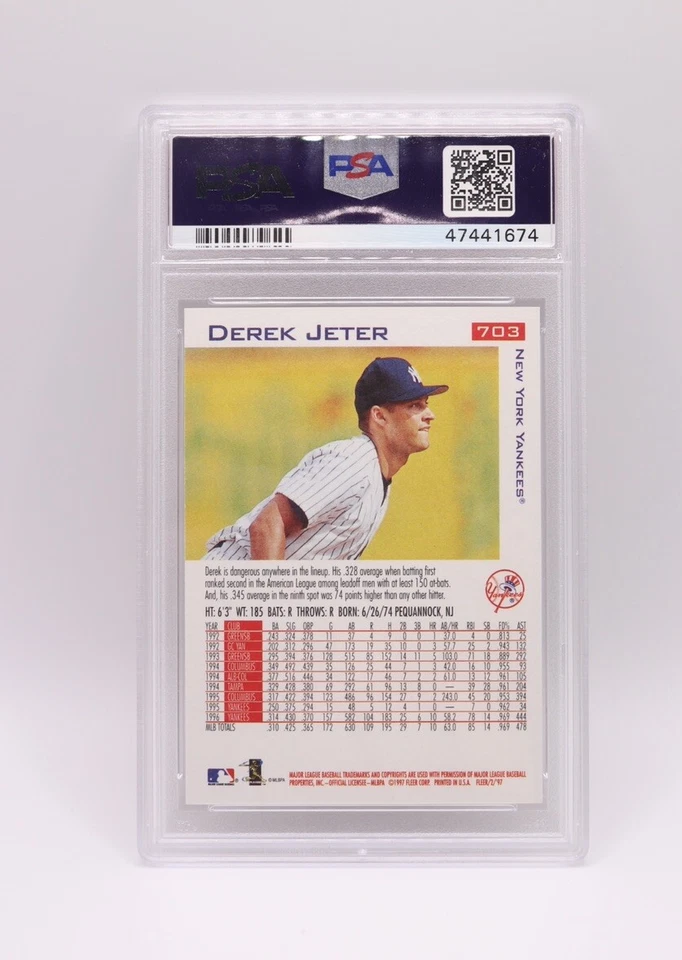 1997 Fleer #703 Derek Jeter - ENCORE PSA 10- New York Yankees HOF - Image 2 of 2
