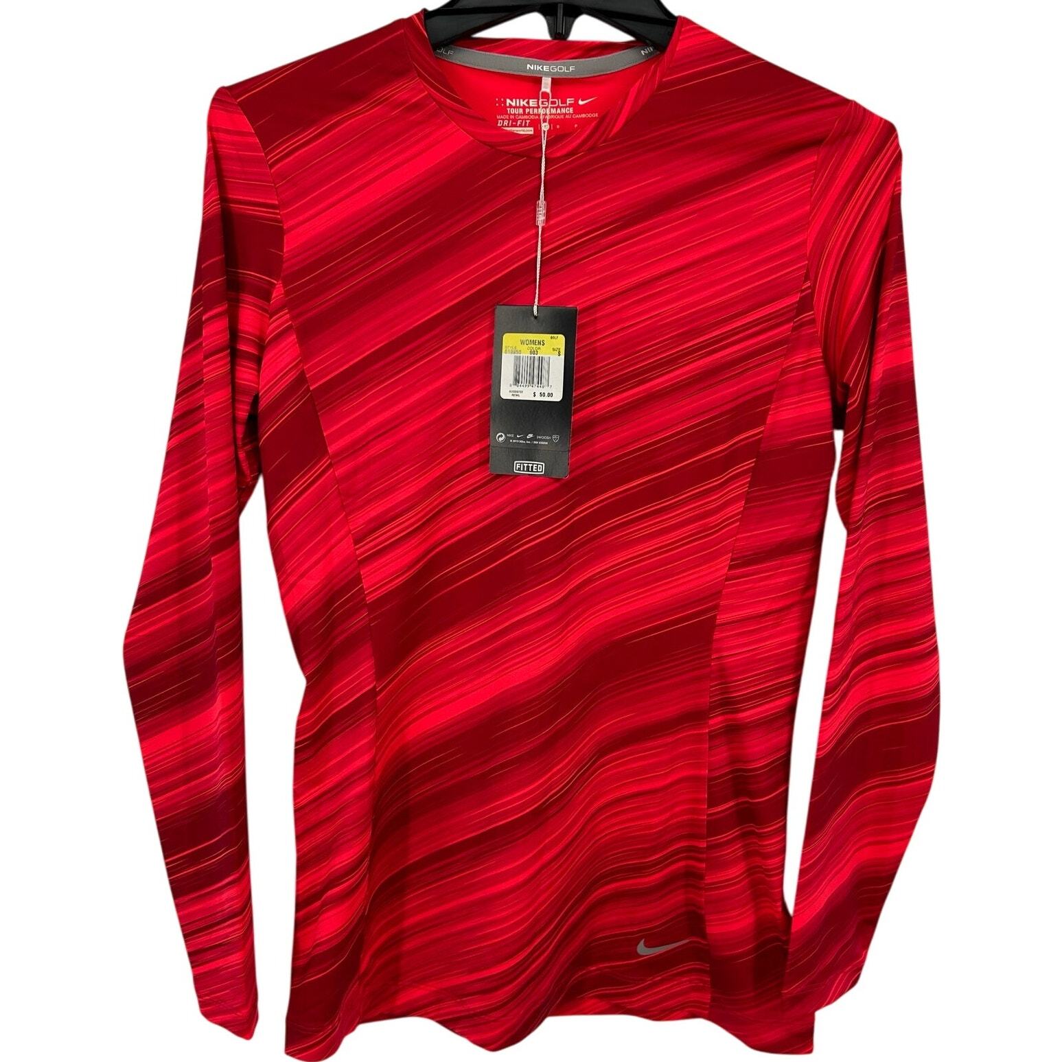 NWT Vintage y2k women's red Nike Golf Tour Performance Dri-Fit Long Sleeve Top