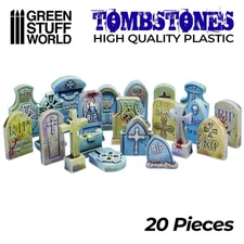 Green Stuff World GSW Resin Tombstones / Gravestones x20 - Scenery Diorama Warga