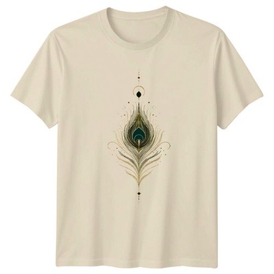 Elegantes Smaragd Grün Gold Pfau Damen T-Shirt Art Deco Boho Luxus