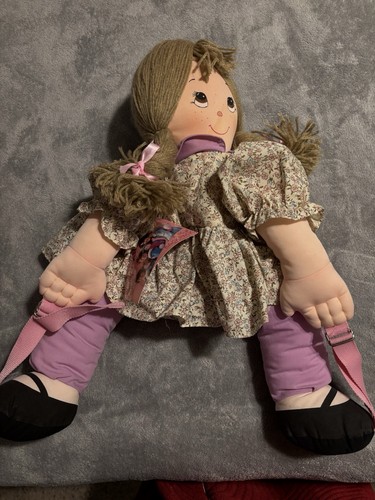 Hug A Kid Backpack Doll Vintage Dover Doll Piggy Back Pigtails Prairie Girl Mom