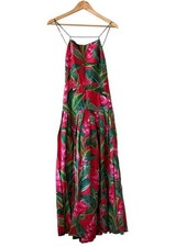 FARM RIO X ANTHROPOLOGIE Dream Garden Linen Blend Strappy DropWaist Dress Size M
