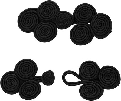 Fabric Frogs Closure Button Black 4-Sets , 2-3/4''W x 1'' H, BS-CV012S