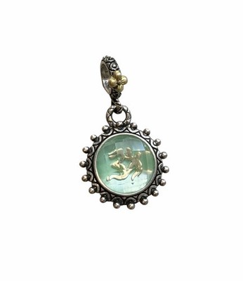 Barbara Bixby 925 Sterling & 18K Gold OM grüne Blume Anhänger Charm