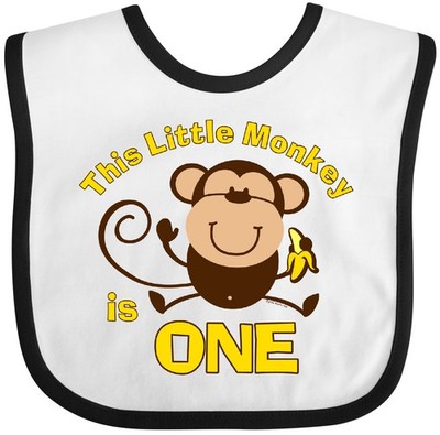 Inktastic Little Monkey 1st Birthday Boy Baby Bib Boys Jungle Safari Banana Cute