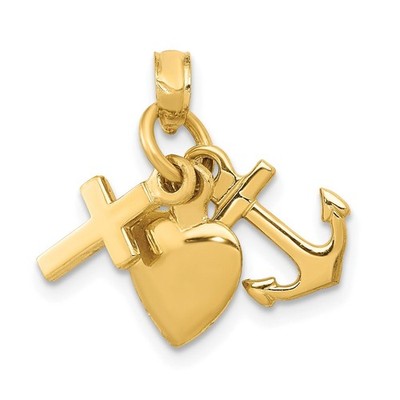 10k Gelbgold Anhänger Glaube, Hoffnung und Nächstenliebe