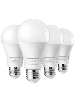 4 Pack A19 Dimmable LED Light Bulbs, 800LM, 5000K Daylight Light Bulbs E26 Base