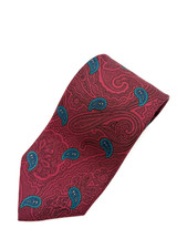 Robert Talbott Studio Silk Tie Maroon Teal Paisley Hand Sewn Made in USA Classic