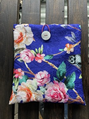 Buchtasche Buchhülle Schutzhülle Blumen Eulen Handarbeit 24 cm H 21 cm B