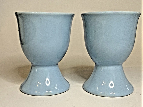 Egg Cups Light Blue Porcelain BIA Brand 2.75” Tall