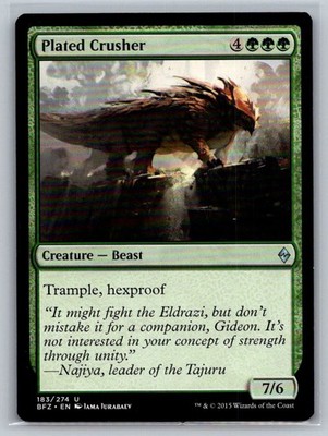 PLATED CRUSHER BATTLE FOR ZENDIKAR 183 UNCOMMON MAGIC: THE GATHERING - NM/M