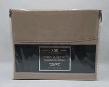800 Thread Count Luxury Sateen Queen Sheet Set Mason Collection, Tan. New!