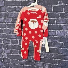 Carters 18 Month Christmas Sleepers Black Santa Dots Pink Red Pajamas 2pc