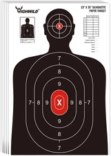 Highwild Shooting Range Silhouette Paper Target - 23X35", White & Black 