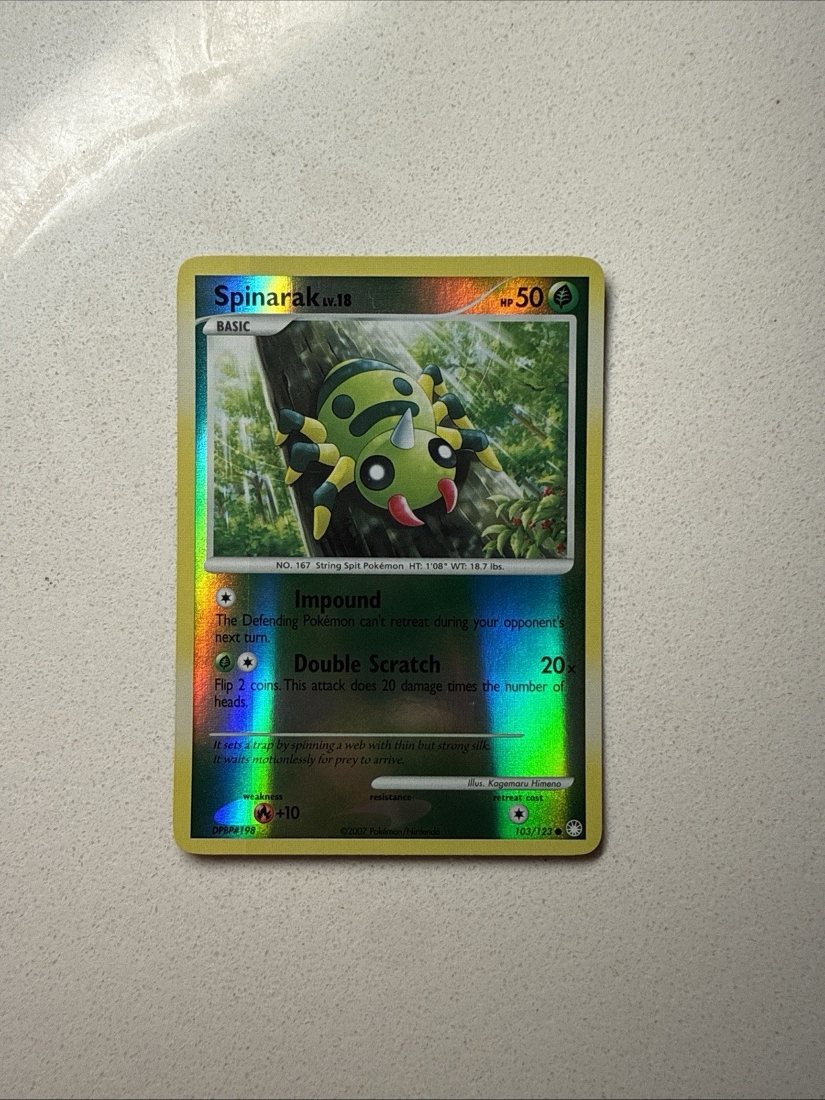 Pokemon - Spinarak - 103/123 - Common - Reverse Holo - Mysterious Treasures