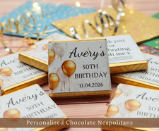 Personalised Chocolate Gold & White Balloons Birthday Party Favours