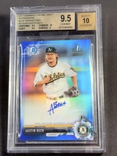2017 Bowman Chrome 1st BLUE WAVE REFRACTOR PROSPECT ROOKIE AUTO Austin Beck /150