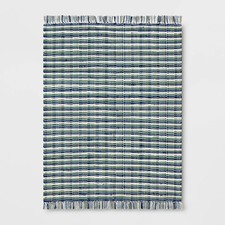 4'x5'6" Striped Chindi Handwoven Area Rug Green/Blue - Room Essentials
