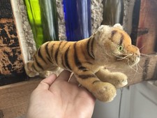 Vtg 60s Steiff Mohair Standing Running Bengal Tiger Cat Plush 8" Feline No Tags