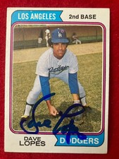 NICE! Dave Davey Lopes 1974 Topps #112 Los Angeles Dodgers SIGNED Autographed