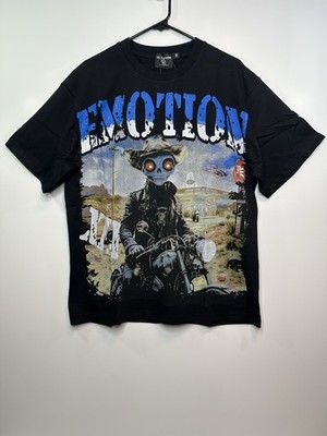 Mixed Emotion Alien Biker Graphic T-Shirt Black Men's Size M